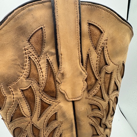 Tanner Mark western cowboy Light Tan Leather Women’s Boots 7.5 -Rodeo-Festival - Picture 3 of 11